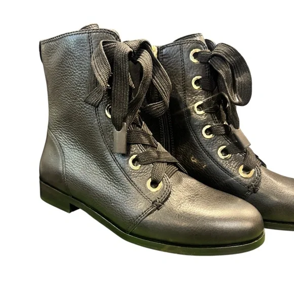 Kate Spade New York Black Leather Combat Boots Size 8.5 - Picture 2 of 10